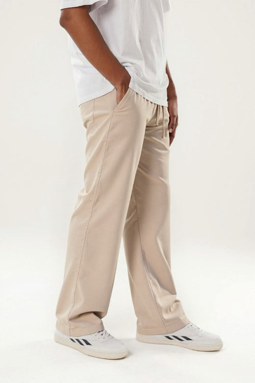 Beige Wide Leg Pants